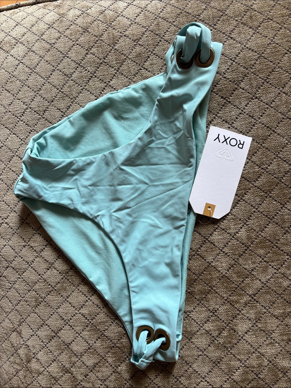 Roxy Girls' Aqua One-Piece Swimsuit with Metal Ring Accents